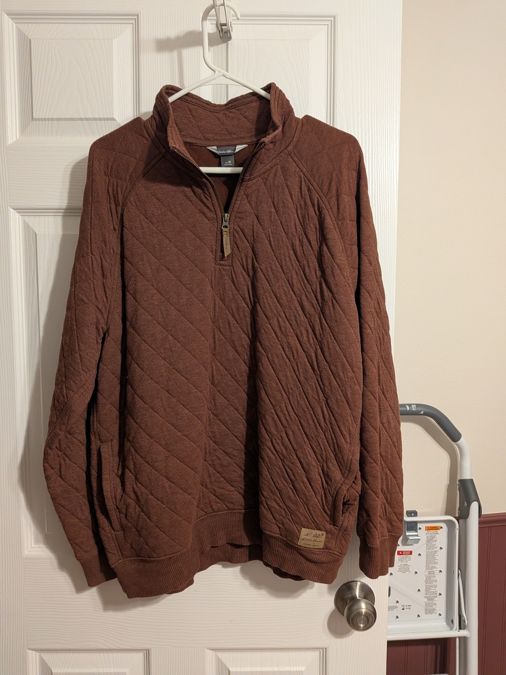 Eddie Bauer Men's Quilted Zip-Up Sweater - Brown